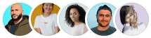small round avatar pictures of several people