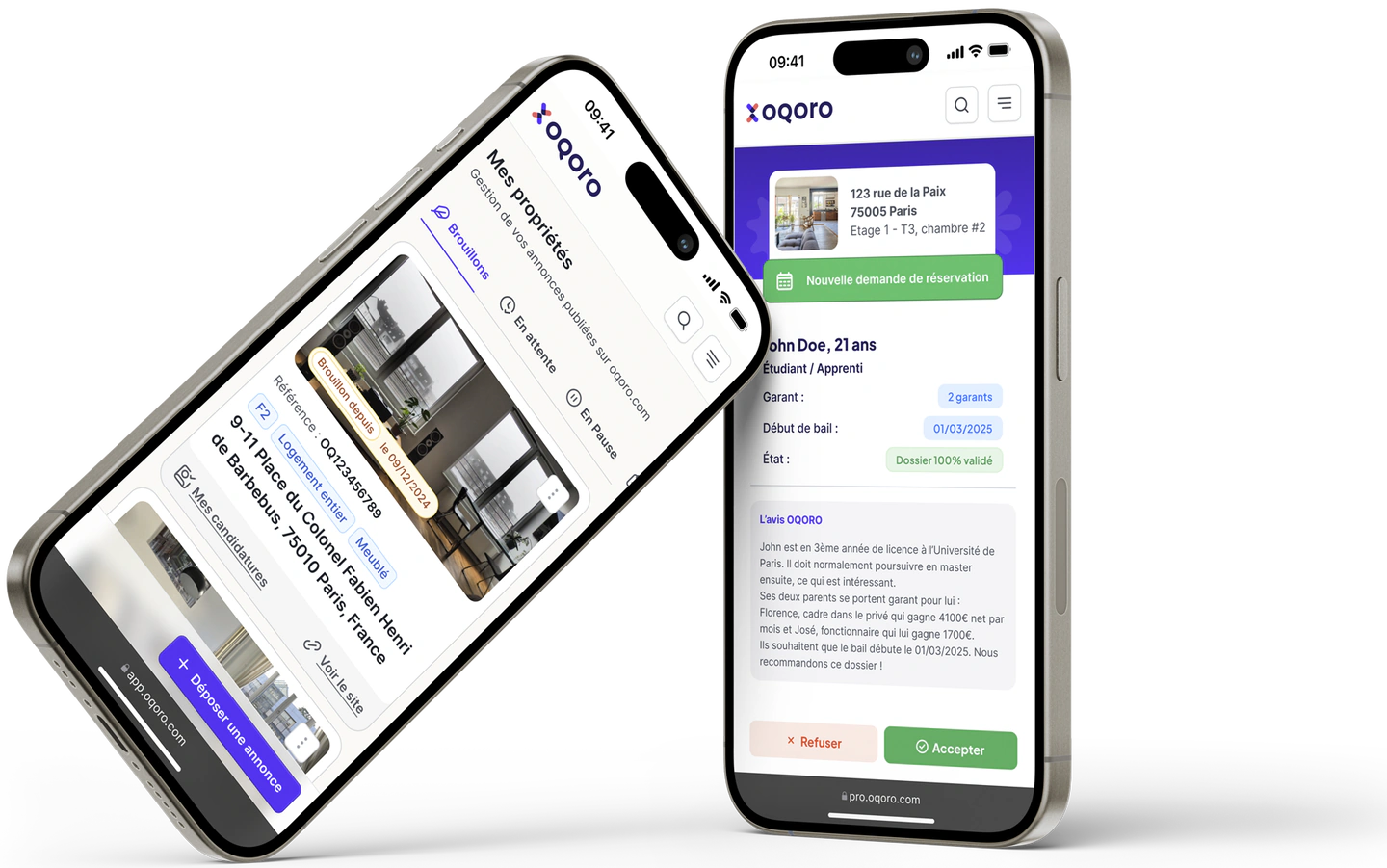 image of two smartphones browsing the Oqoro website