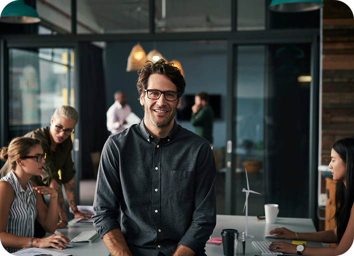 man smiling at the office